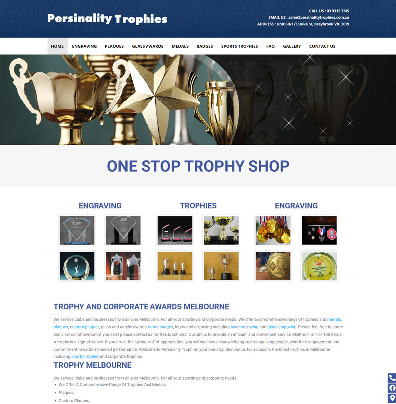 Persinality Trophies - Home Page